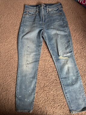 GAP Light Blue Skinny Jeans with Distressed & Paint-Splatter Details
